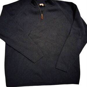 St. John Bay Navy Blue Quarter Zip Cotton Sweater Size L Heavy Winter Fall